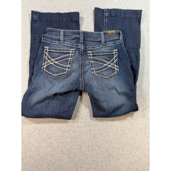 Ariat Womens Denim Trousers Blue Wash Embroidered Pockets Size 31S Bootcut 32X30 - Picture 15 of 17